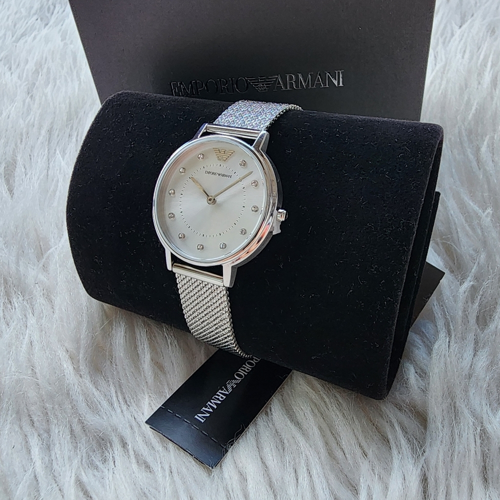 Emporio Armani Original Brand New Silver Women's Watch - Picture 3 of 13